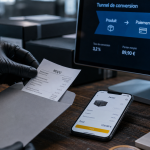 E commerce c est quoi : reçu e-commerce et préparation livraison depuis smartphone et ordinateur