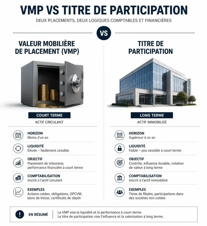 Différence entre valeur mobilière de placement et titre de participation en comptabilité
