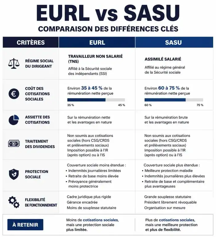 Comparatif des différences entre le statut EURL et le statut SASU pour les entrepreneurs