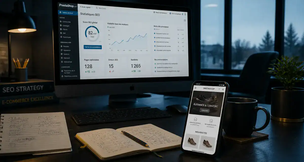 prestashop et référencement sur écran avec statistiques seo