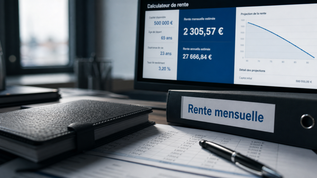 simulation placement avec rente mensuelle pour 1000 € par mois