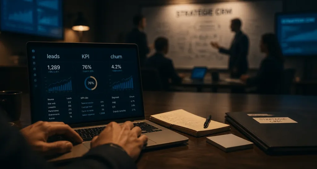 Stratégie CRM : responsable suit KPI et leads sur CRM pour booster les ventes