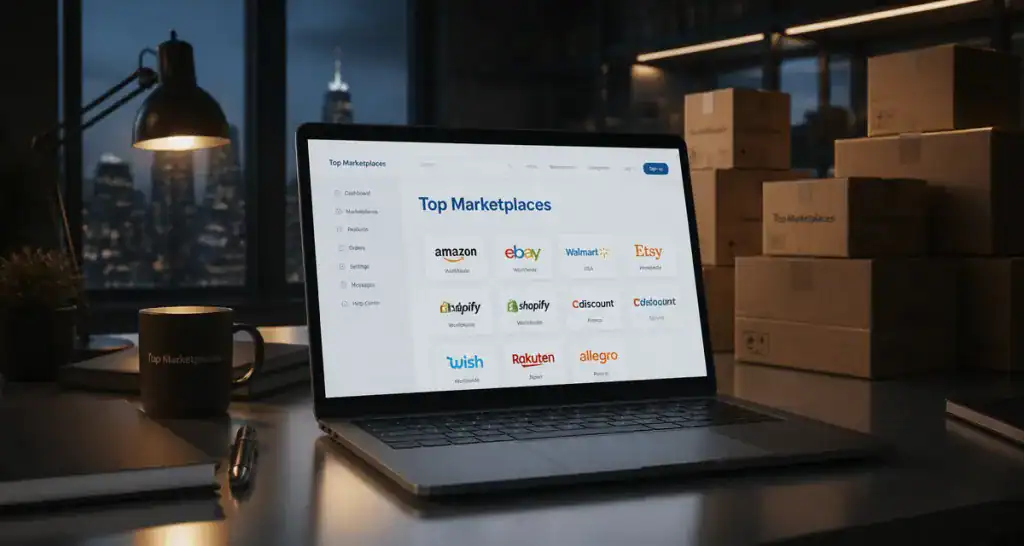 top marketplace sur écran d’ordinateur portable