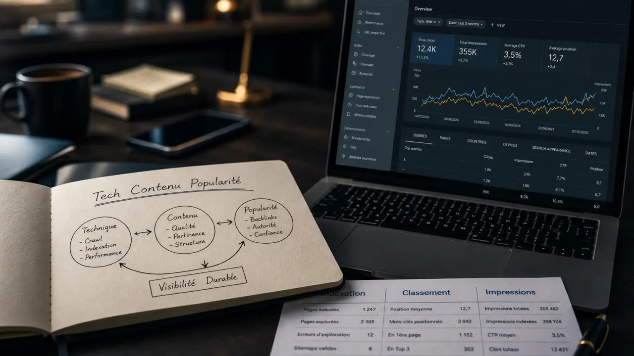Apprendre seo : carnet SEO, Google Search Console, site test