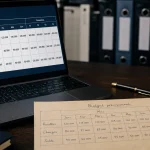 Exemple budget prévisionnel : recettes charges trésorerie, tableau au bureau