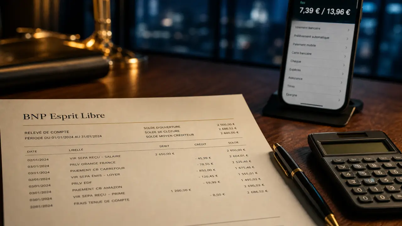 Tarif BNP Esprit Libre : 7,39 € et 13,96 € avec options