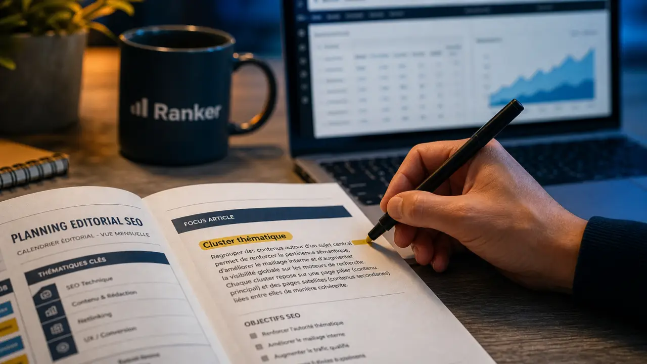 Blog and seo : planning SEO et cluster thématique sur bureau