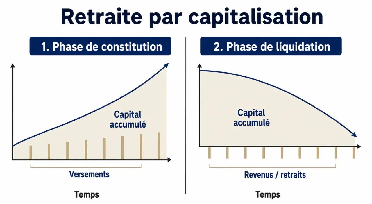 Les deux phases de la retraite par capitalisation : constitution et liquidation