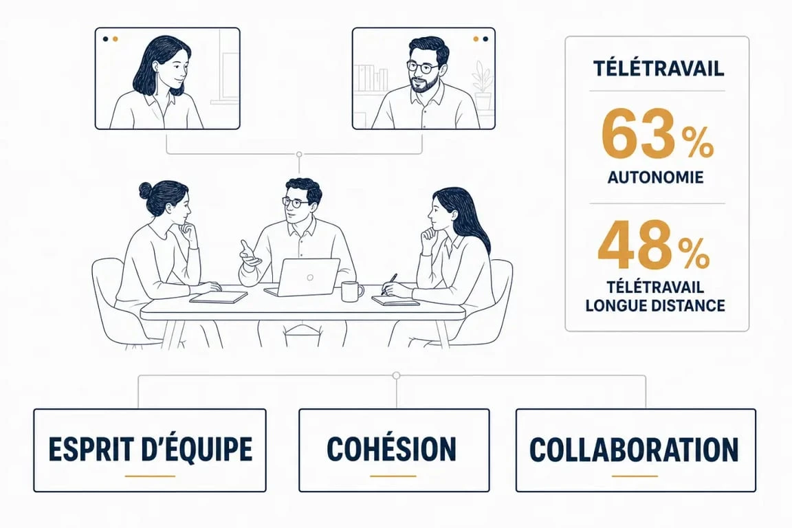 Esprit d’équipe en entreprise : cohésion, collaboration et télétravail hybride
