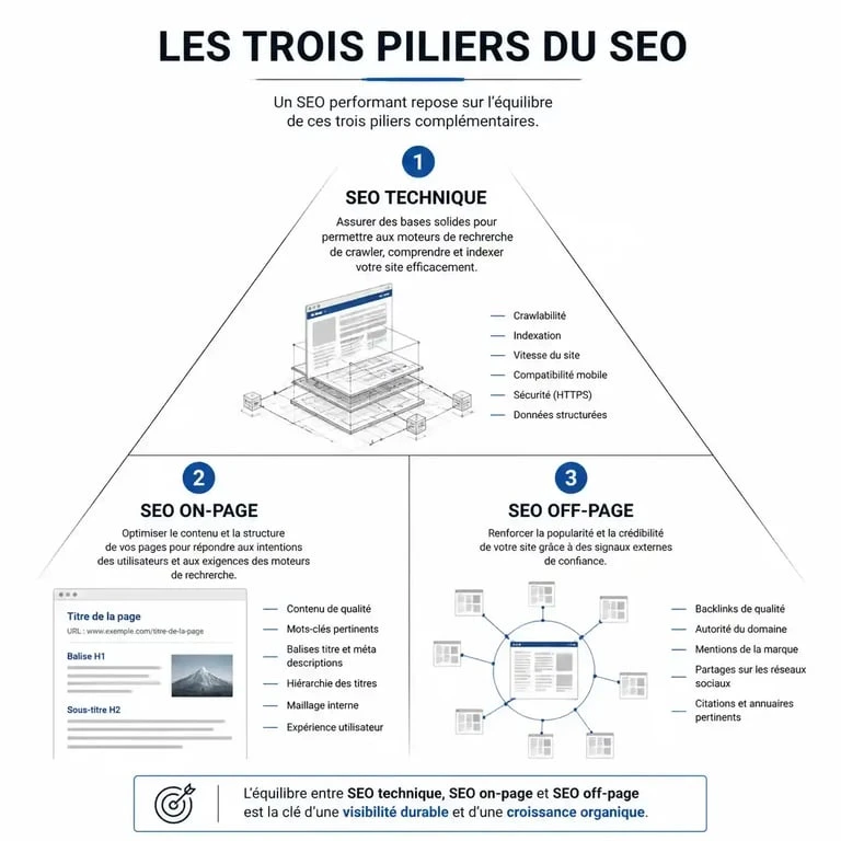 Les trois piliers du SEO : technique, contenu et popularité