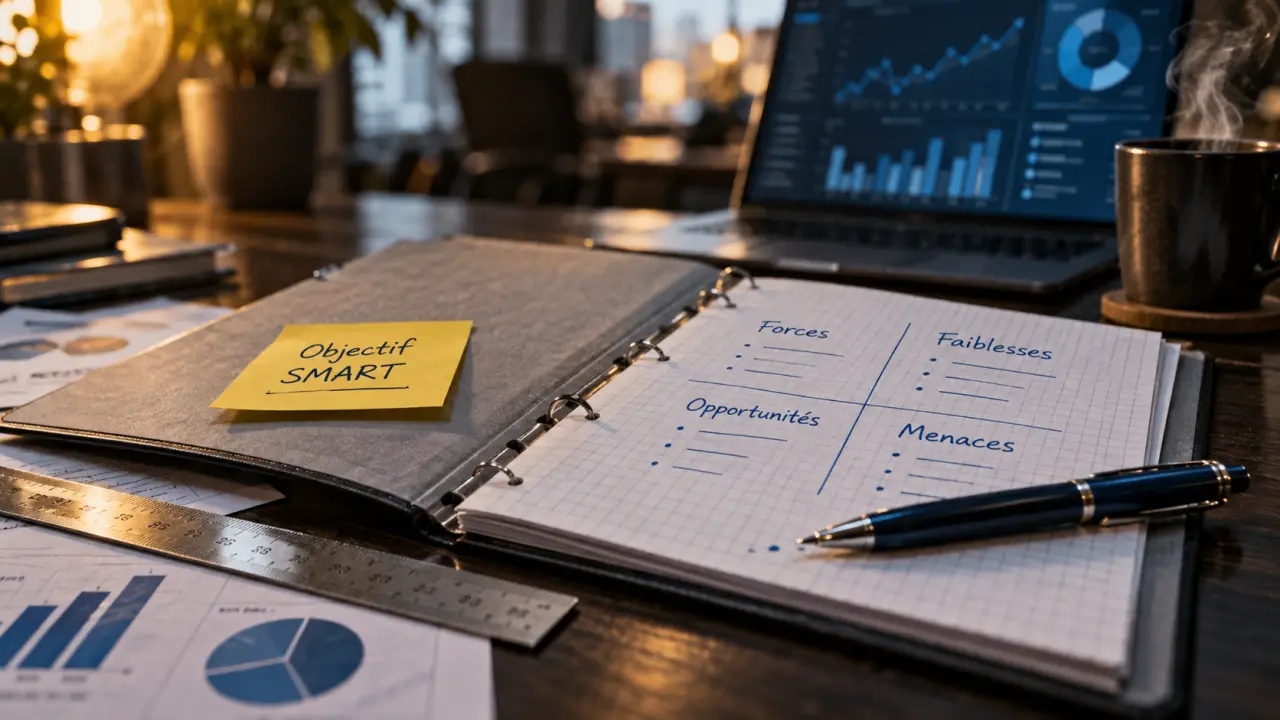 Stratégie d entreprise : objectifs SMART et planification en bureau