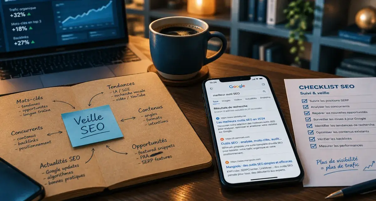Blog seo marketing : veille SEO active sur bureau